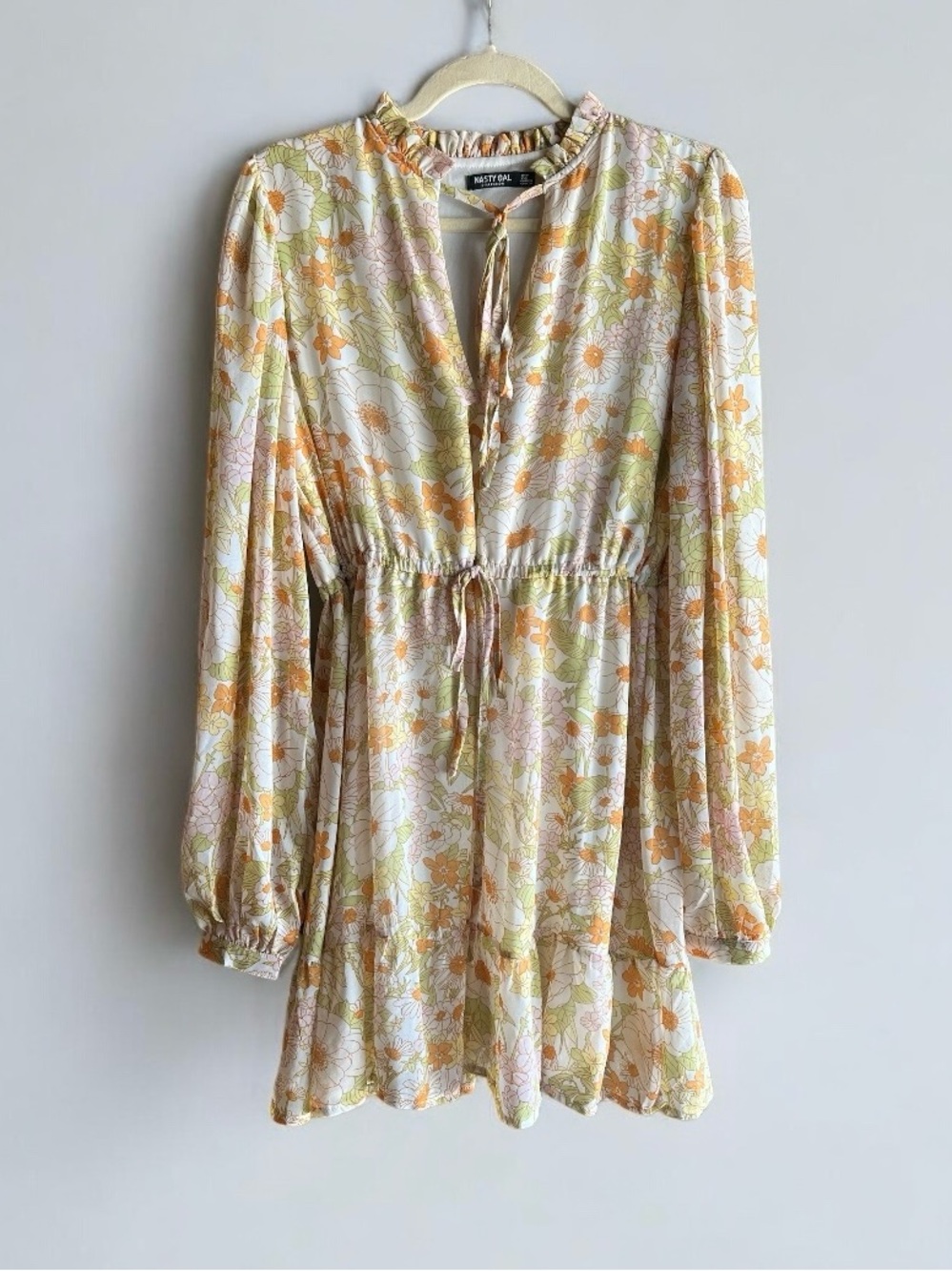 Nasty Gal -Small - Floral Long Sleeve Mini Dress